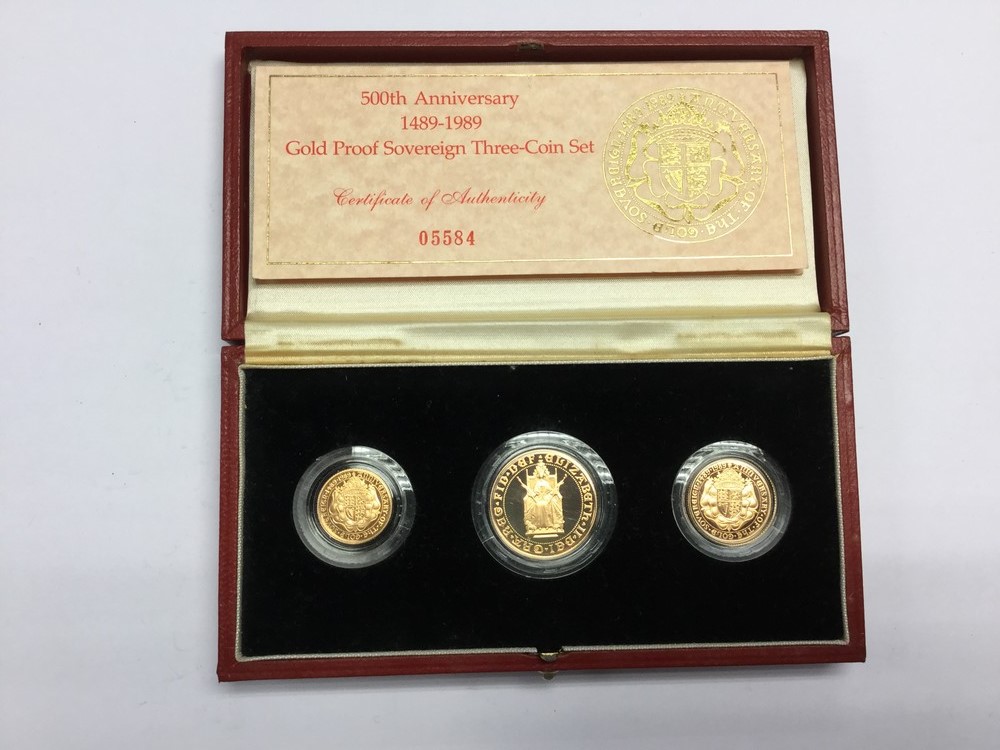 The 1989 Gold Proof Sovereign three coin set, two Pounds, - Bild 2 aus 2