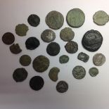 A bag of Roman Silver and Bronze coins with a small amount of pre 47 Silver.