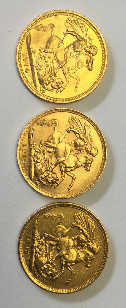 Sovereigns 1896, 1912,