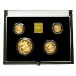 The 2000 Gold Proof four coin Sovereign collection set, five Pounds, two Pounds,