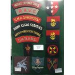 British Army cloth shoulder titles and Formation signs. Mainly post war.