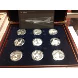 Silver Proof Collection of 18 Crowns "The History of the RAF" in wooden presentation box with