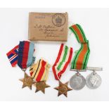 WW2 British Medal group to H Collins comprising of 1939-45 Star, Africa Star, Italy Star,