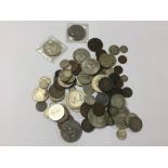 A bag of World and UK Coin, includes Crown 1821, Netherlands 21/2 Guilders 1938, USA 1 Dollar 1898,