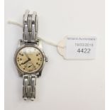 WW2 British military issue 'CYMA' white metal gentleman's bracelet wrist watch, working order.