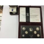 Silver Proof 1996 Silver Anniversary collection 7 coin set and a Guernsey 1994 Silver Proof two