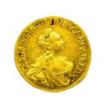 Russia. Gold 2 Roubles 1756. Elizabeth. Double headed eagle reverse. 3.