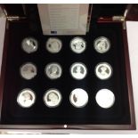 Silver Proof Collection of 12 Crowns "Great Britons" in wooden presentation box with certificate as
