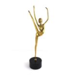 ***REOFFER HANSONS DERBY APRIL £40/£60***  A brass Ballerina, mounted on ebonised wooden support.