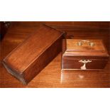 A Georgian mahogany Candle Box, approx 50cms.Together with a Georgian 3 compartment Tea Caddy with