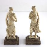 ***REOFFER HANSONS DERBY APRIL £400/£600***  A pair of European carved ivory figures of maidens in