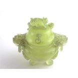 ***REOFFER HANSONS DERBY APRIL £150/£200***  A Chinese green jadeite lidded censor, 20th century,