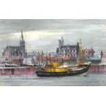 ***REOFFER HANSONS DERBY APRIL £30/£50***  Charles Maddox,  "Fishing docks with church spires in the