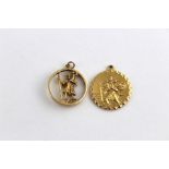 Two 9ct. gold St. Chistopher pendants, both hallmarked for 9ct. gold, (10.7g). (2)