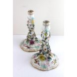 ***REOFFER HANSONS DERBY APRIL £40/£60***  Pair of 19th cent Porcelain  Candle Sticks with out swept