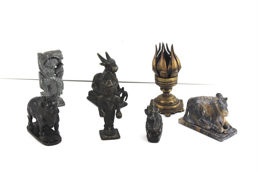  A collection of Indian bronzes including four faced - Image 2 of 6