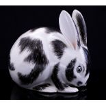 A Japanese piebald figure of a Rabbit, 18th Century,