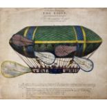 19th-century hand-coloured lithograph depicting a flying machine: 'An exact representation of the