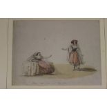 Olivia Cecilia de Ros (1807-1885) pencil and watercolour sketch of theatrical scene with two