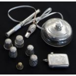 A collection of silver including a George III pencil holder, Birmingham,