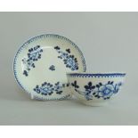 A Pennington Liverpool blue and white tea bowl and saucer,