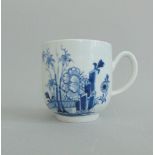 A Christians Liverpool blue and white coffee cup, decorated with 'The Fence' pattern, circa 1768, 5.