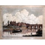 Pair of Georgian hand-coloured aquatint etchings depicting 'South East View of Nottingham,