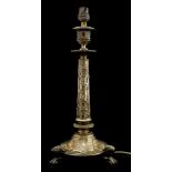 Tram Interest: A Victorian silver tapering column table lamp,