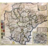 17th Century map of Devon, 'Devon-Shire', by Saxton, amended by P.