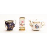 Three miniature porcelain vessels including octagonal teapot,