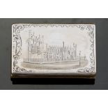 A Victorian silver rectangular calling card holder/case set on leather opens to reveal silk lined