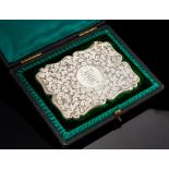 A Victorian silver shaped rectangular card case,
