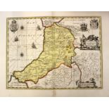 Wales: Late-17th century map of Ceredigion / Cardiganshire by Schenk and Valk,