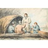 Late-18th/early-19th century drawing heightened with watercolour, in the manner of George Morland,