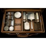 A George VI Mappin & Webb tan leather dressing case,