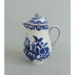 A Worcester blue and white sparrow beak Jug and cover, decorated with 'Rose Garden Group' pattern,