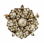 A Victorian diamond flower head brooch, a mix of old cut and rose diamonds,
