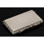 A William IV silver snuff box, gilt interior, the body engraved with foliate and scroll border,
