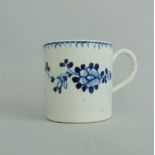 A Liverpool blue and white coffee can, decorated with stylised flower sprays, circa 1775,