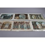 Collection of six original 19th Century Italian watercolour designs for theatre stage design,
