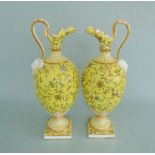 A pair of Minton ewers, yellow ground,