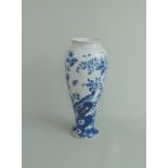An English Delft vase, decorated with under-glaze blue flower sprays and birds, circa 1720,