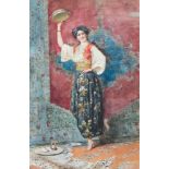 F... Maria (?) (Italian, late 19th Century), the tambourine dancer, indistinctly signed u.r.