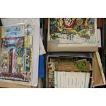 Two boxes of model theatre ephemera to include kits, etchings, prints,