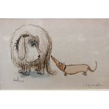 Ronald Searle (British, 1920-2011), 'I beg your pardon...', cartoon of dogs, signed l.l.
