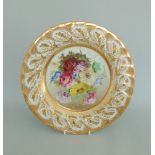 A Derby Dewsbury & Kean period dessert plate, painted with a floral spray in the centre,