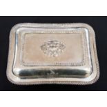 An Edwardian silver plain rectangular entree dish and cover,