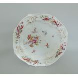 A Chelsea porcelain silver shaped plate, centre painted with flowers,