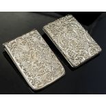 A late Victorian silver shaped rectangular aide memoire / card case,