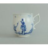 A Worcester blue and white bell shaped coffee cup,